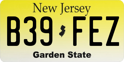NJ license plate B39FEZ
