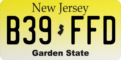 NJ license plate B39FFD