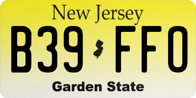 NJ license plate B39FFO