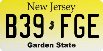 NJ license plate B39FGE