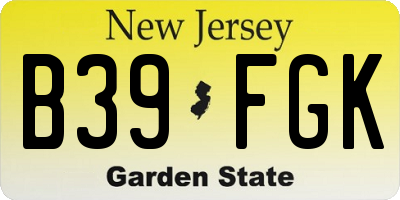 NJ license plate B39FGK