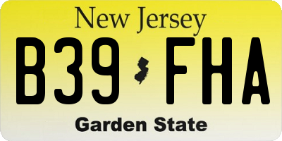 NJ license plate B39FHA