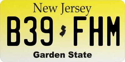 NJ license plate B39FHM