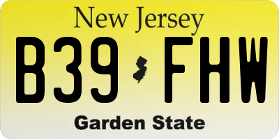 NJ license plate B39FHW