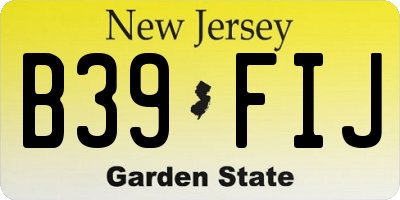 NJ license plate B39FIJ