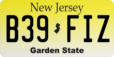 NJ license plate B39FIZ