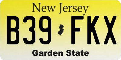 NJ license plate B39FKX