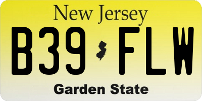 NJ license plate B39FLW