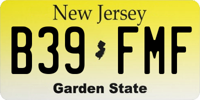 NJ license plate B39FMF