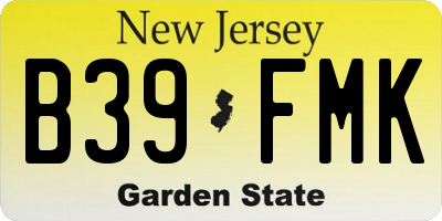 NJ license plate B39FMK