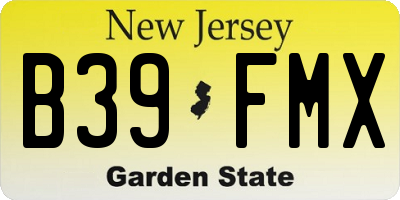 NJ license plate B39FMX