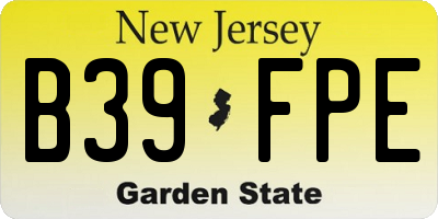 NJ license plate B39FPE