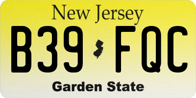 NJ license plate B39FQC