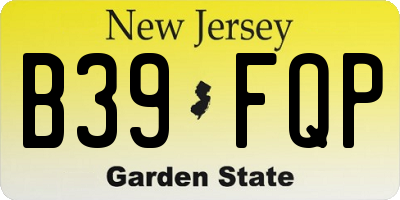 NJ license plate B39FQP