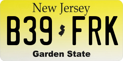 NJ license plate B39FRK