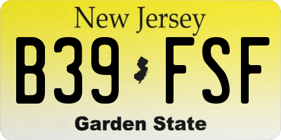 NJ license plate B39FSF