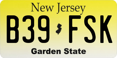 NJ license plate B39FSK
