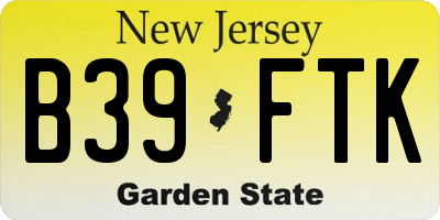 NJ license plate B39FTK