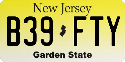 NJ license plate B39FTY