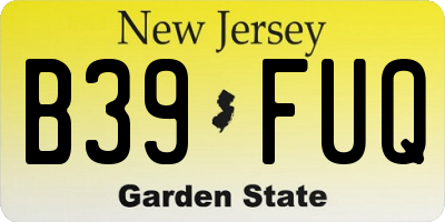 NJ license plate B39FUQ