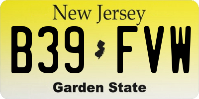 NJ license plate B39FVW