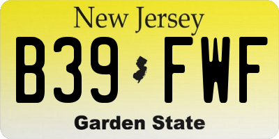 NJ license plate B39FWF