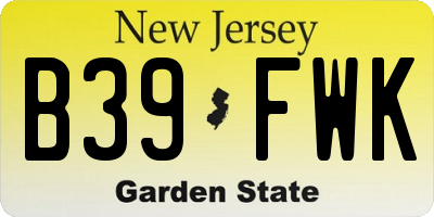 NJ license plate B39FWK