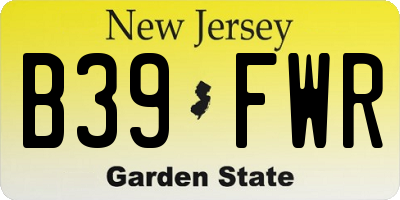 NJ license plate B39FWR