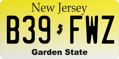NJ license plate B39FWZ