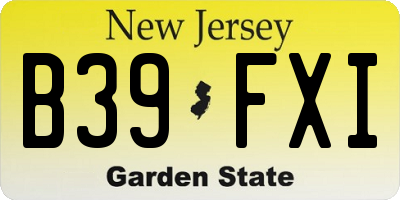 NJ license plate B39FXI