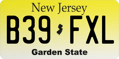 NJ license plate B39FXL