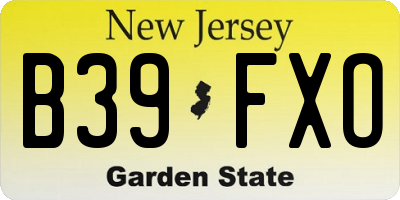 NJ license plate B39FXO