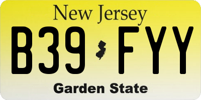 NJ license plate B39FYY