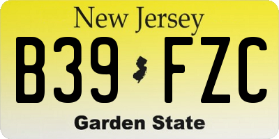 NJ license plate B39FZC