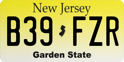 NJ license plate B39FZR