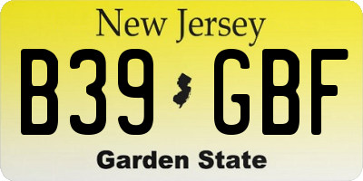 NJ license plate B39GBF