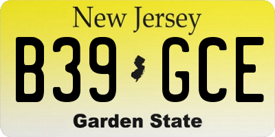 NJ license plate B39GCE