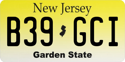NJ license plate B39GCI