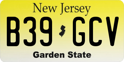 NJ license plate B39GCV