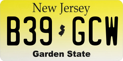 NJ license plate B39GCW