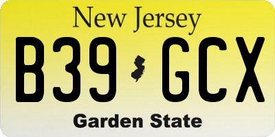 NJ license plate B39GCX