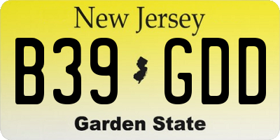 NJ license plate B39GDD