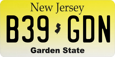 NJ license plate B39GDN