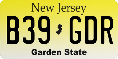NJ license plate B39GDR
