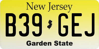 NJ license plate B39GEJ