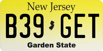 NJ license plate B39GET
