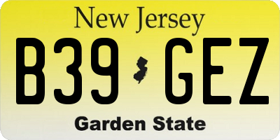 NJ license plate B39GEZ