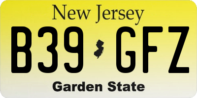 NJ license plate B39GFZ