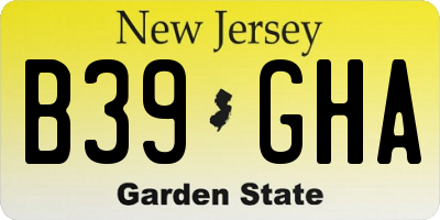 NJ license plate B39GHA