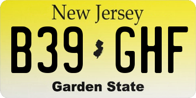 NJ license plate B39GHF